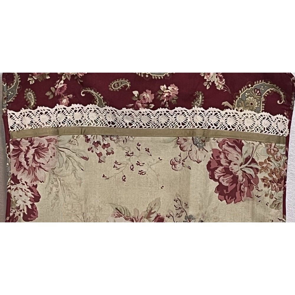 NEW Waverly Ballad Bouquet Roses Crimson Floral King Pillow Sham Lace Trim RARE - Picture 7 of 11